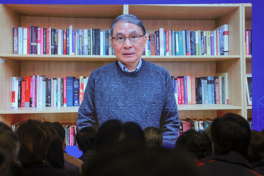 Professor Zheng Yongnian speaking via video link at another event, the Sci-Tech Innovation of GBA seminar in Hong Kong, earlier this year. Photo: Jonathan Wong