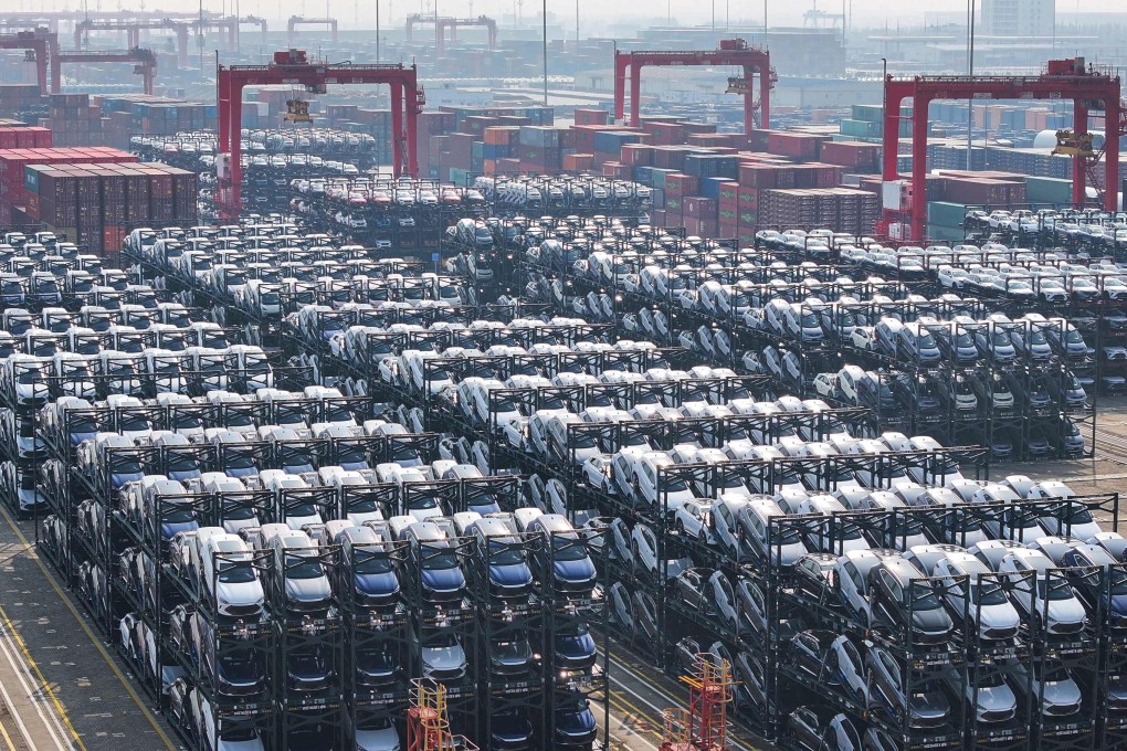 BYD EVs wait to be loaded onto a ship at Taicang Port in Suzhou, in China’s eastern Jiangsu province, on February 8, 2024. Photo: AFP