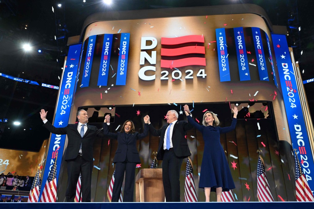 The end of the fourth and last day of the Democratic National Convention at the United Centre in Chicago. Photo: AFP