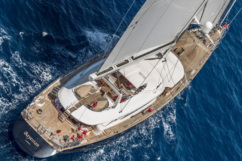 The ‘Bayesian’ sailing boat, in Palermo, Sicily, Italy. Photo: EPA-EFE/Perini Navi Press Office