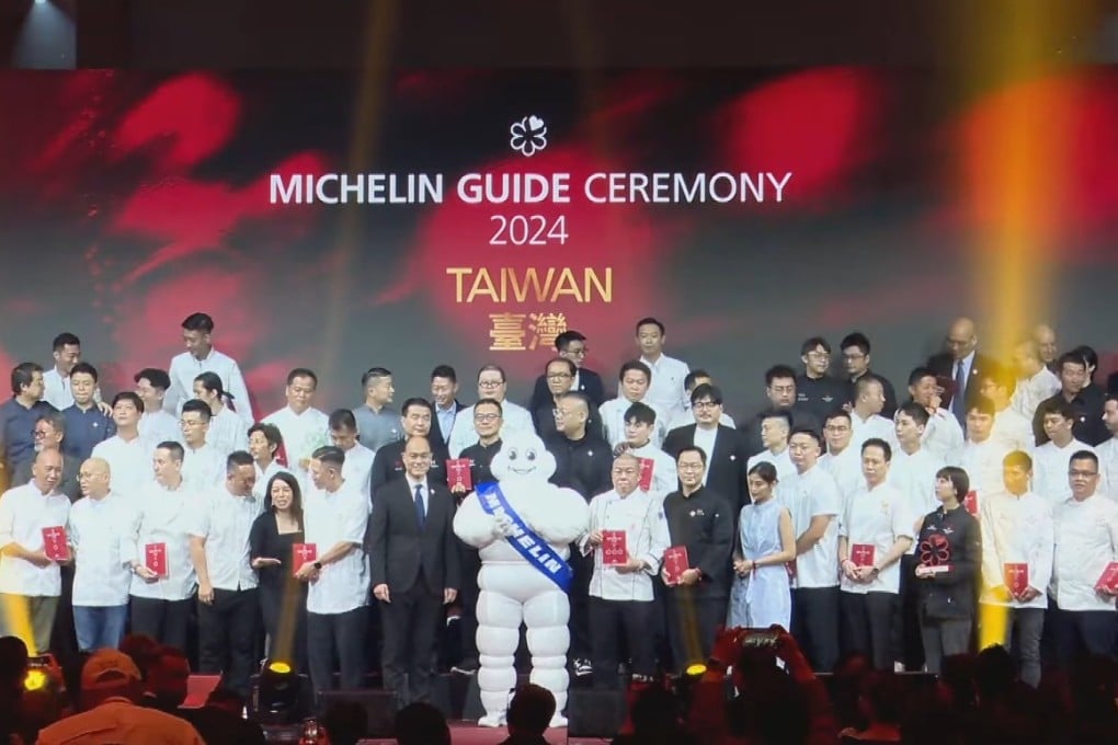 Chefs celebrate on stage at the Michelin Guide Taiwan 2024 unveiling in Taipei on August 27. Ten restaurants earned their first Michelin stars. Photo: Michelin Guide Taiwan