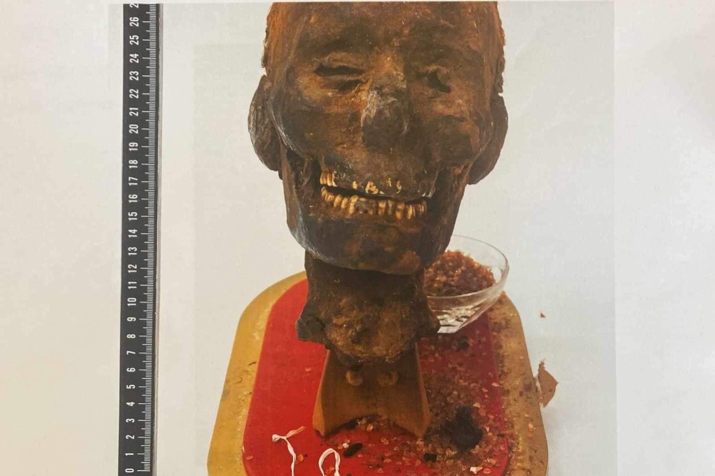 A head of a mummy retrieved from the Netherlands by Egypt. Photo: Egyptian Ministry of Tourism and Antiquities via Xinhua