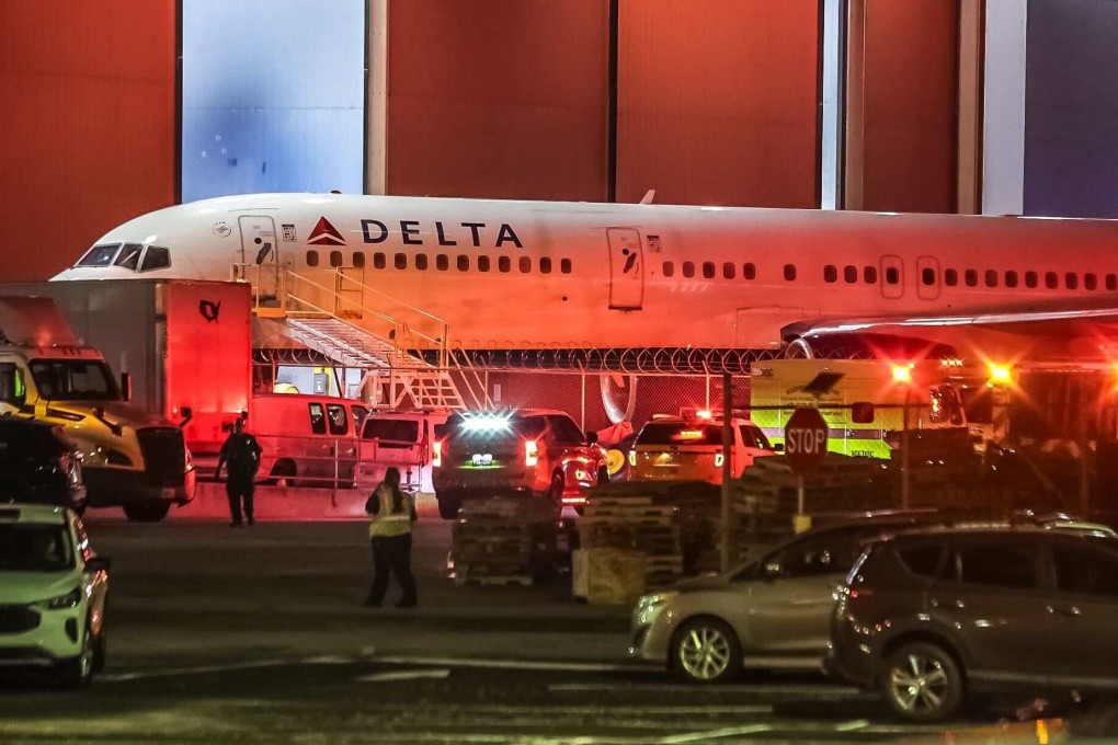 Emergency vehicles at a Delta facility near Hartsfield-Jackson International Airport in Atlanta, Georgia on Tuesday. Photo: The Atlanta Journal-Constitution via TNS