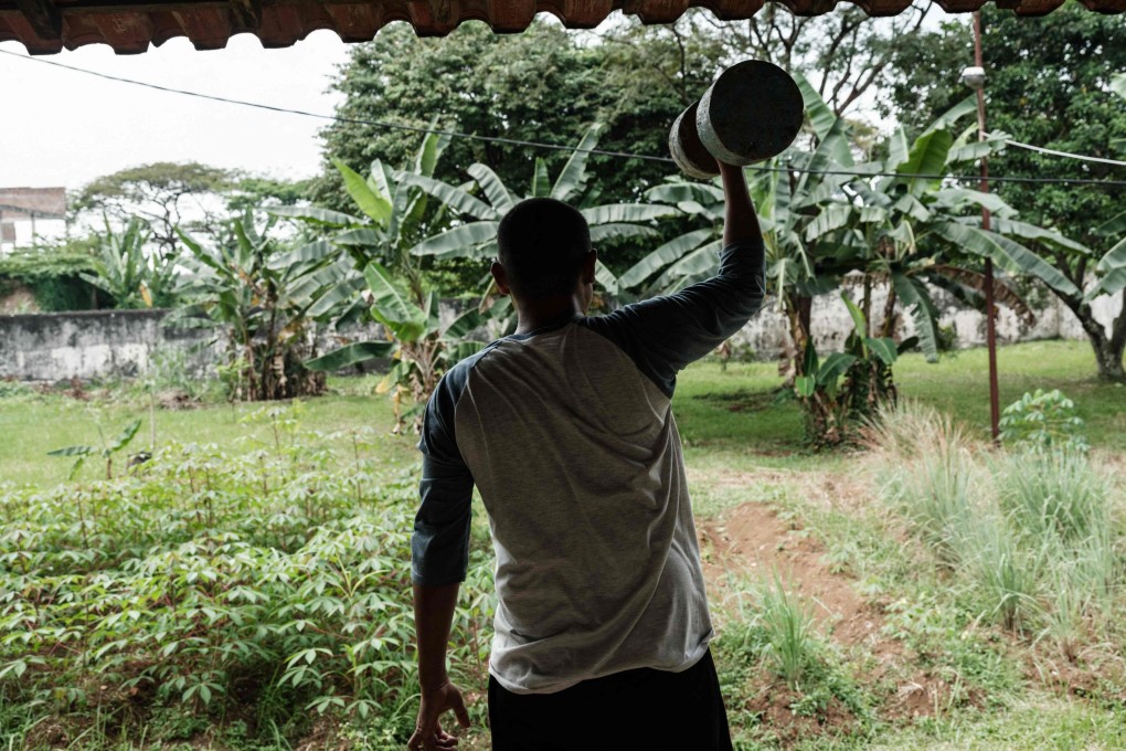 A patient enrolled in an addiction rehabilitation programme exercises at Marzoeki Mahdi Psychiatric Hospital in Bogor, West Java. Photo: AFP