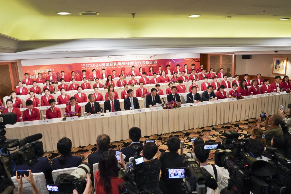 The Olympic delegation meets the press in Tsim Sha Tsui. Photo: Elson Li