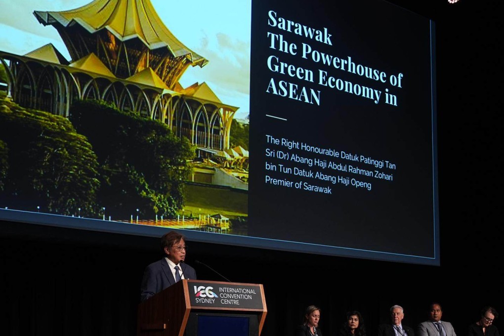 Sarawak premier Abang Johari Openg speaking at the opening of the Asean-Australia Business Forum on August 29. Photo: Sarawak Public Communication Unit & TVS
