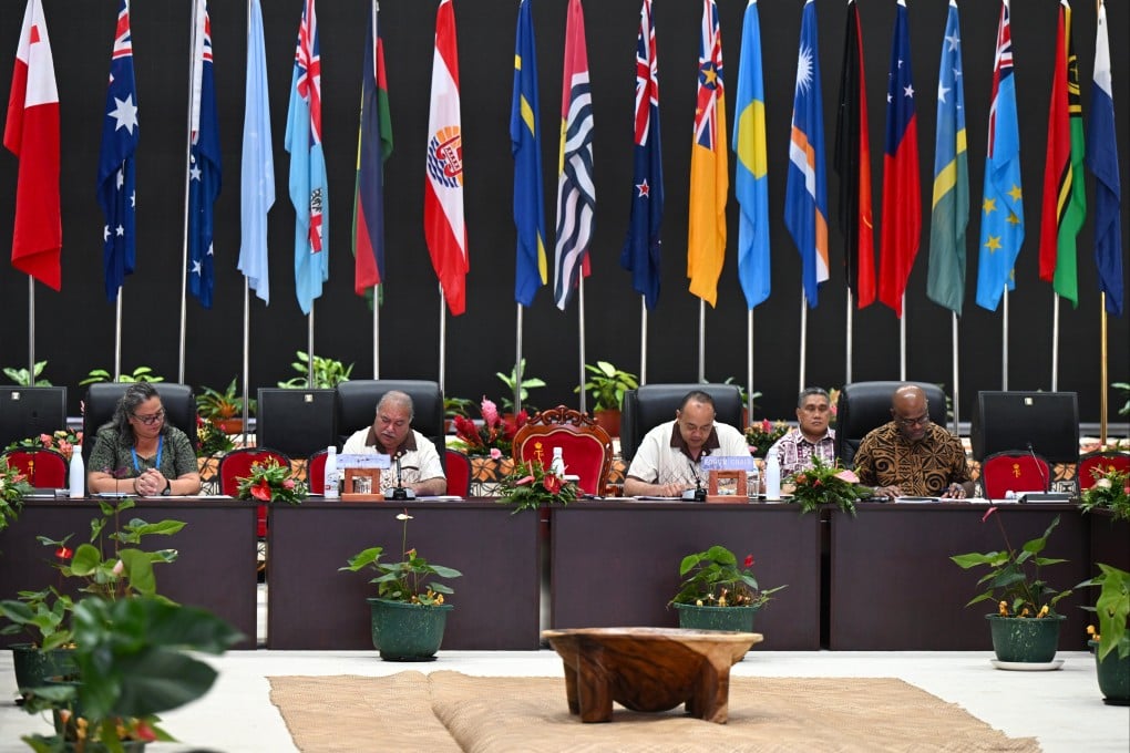 Pacific island leaders at the Pacific Islands Forum meeting in Nuku’alofa, Tonga, on Wednesday. Photo: EPA-EFE