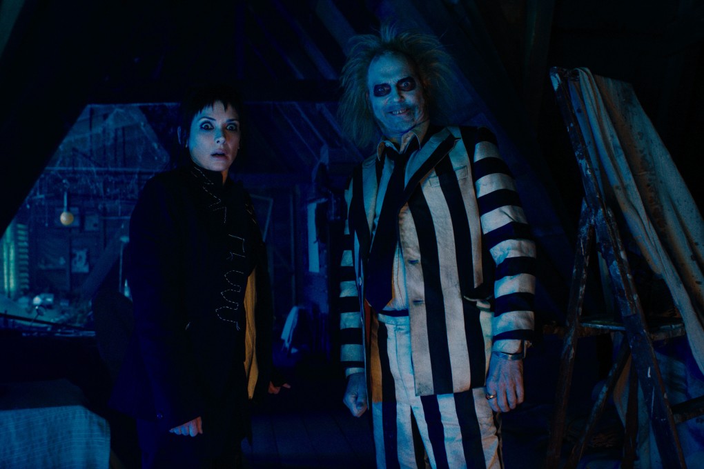 Winona Ryder (left) and Michael Keaton in a still from Beetlejuice Beetlejuice. Photo: Warner Bros. Entertainment Inc.