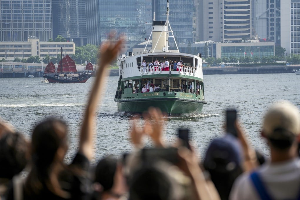 A short voyage on a Star Ferry vessel was among Friday’s activities for the mainland Olympians. Photo: Sam Tsang