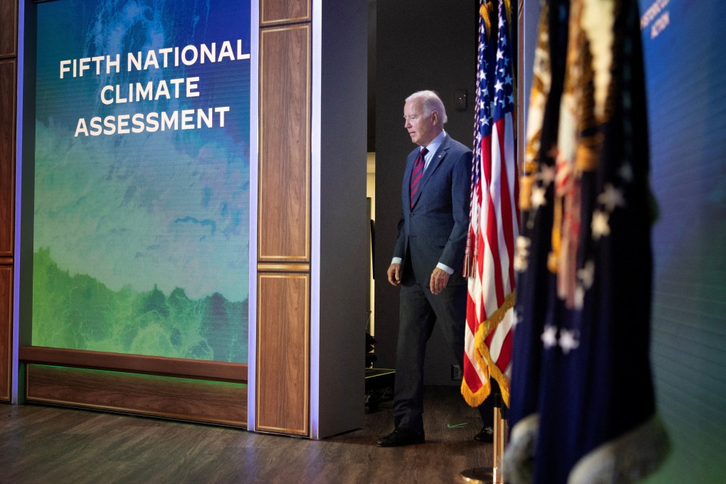 US President Joe Biden arrives to speak on his administration’s climate change initiative, at the White House in Washington on November 14, 2023. Photo: Reuters