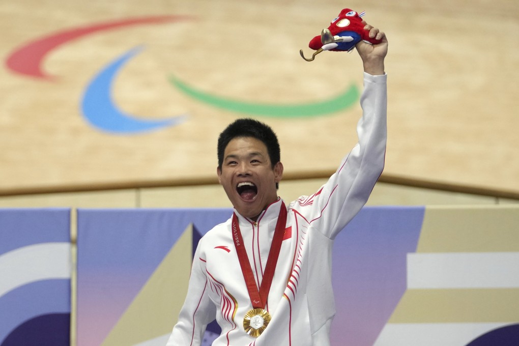 Li Zhangyu’s win in the C1 3000m individual pursuit was China’s first of four gold medals on day one of the Games. Photo: AP