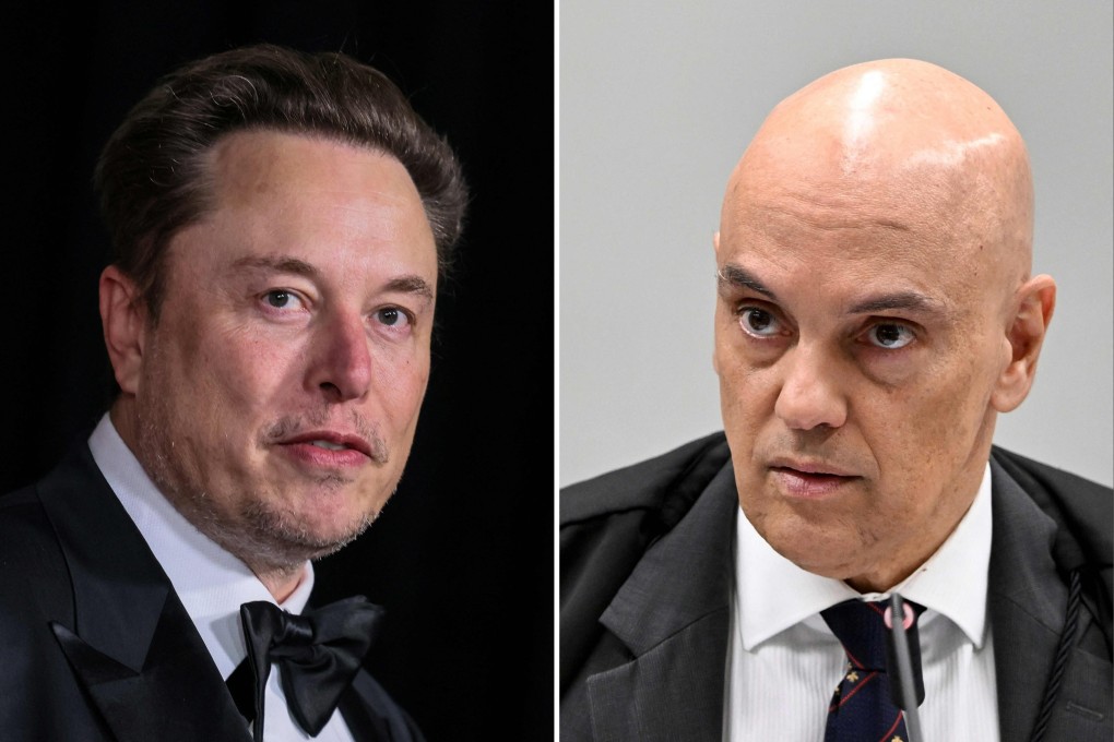 The feud between Brazil Supreme Court Justice Alexandre de Moraes (right) and tech billionaire Elon Musk has also seen the freezing of Starlink’s financial accounts in the country. Photo: AFP