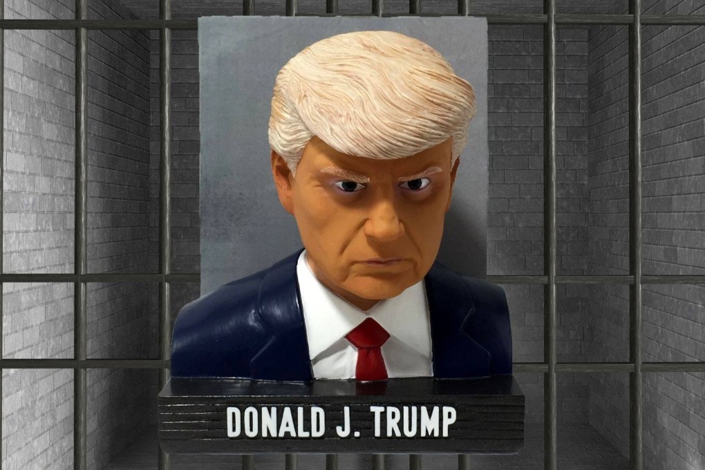 A bobblehead depicting former US president Donald Trump’s mugshot. Photo: The National Bobblehead Hall of Fame and Museum