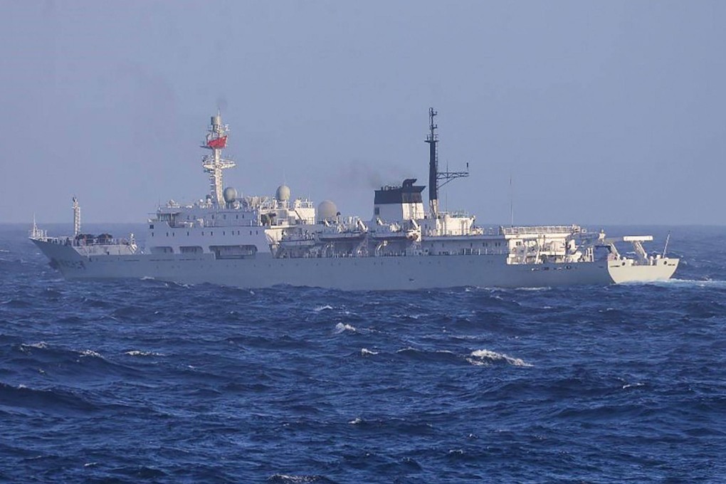 AChinese Navy ship spotted in Japan’s territorial waters near Yakushima and Kuchinoerabu islands in southwestern Japan in September 2022. Photo: Japan’s Defense Ministry Joint Staff Office/AFP