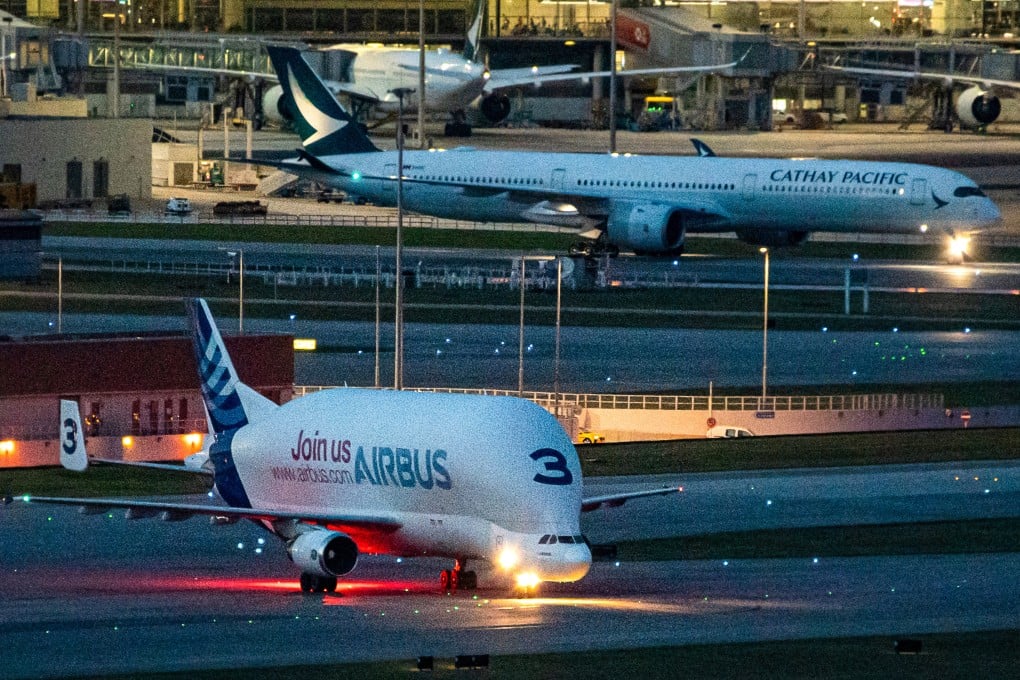 The Airport Authority has said it is the first time one of the Beluga aircraft has visited Hong Kong. Photo: Weibo/FATIII