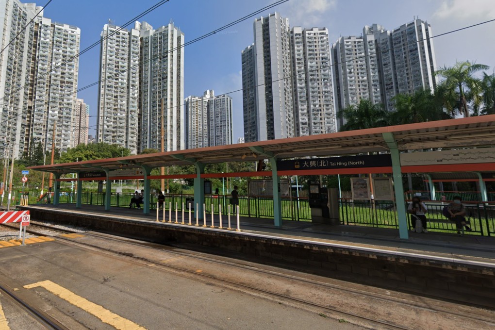 Tai Hing (North) light rail stop on Tai Fong Street in Tuen Mun, where the elderly man fell off the platform onto the tracks. Photo: SCMP