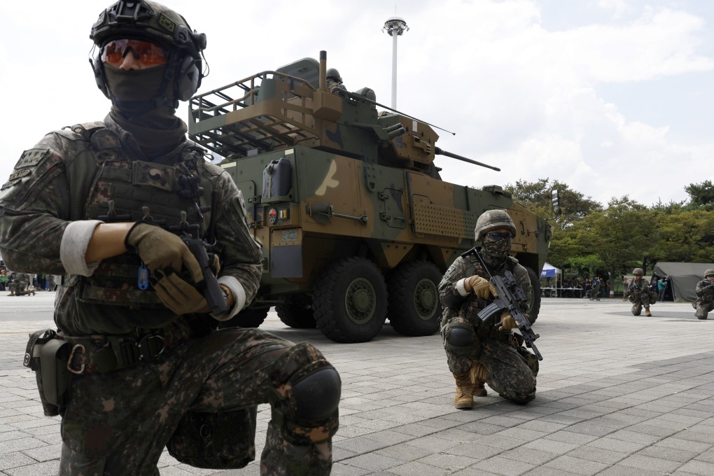 South Korean soldiers during drills in Seoul last month. Photo: EPA-EFE