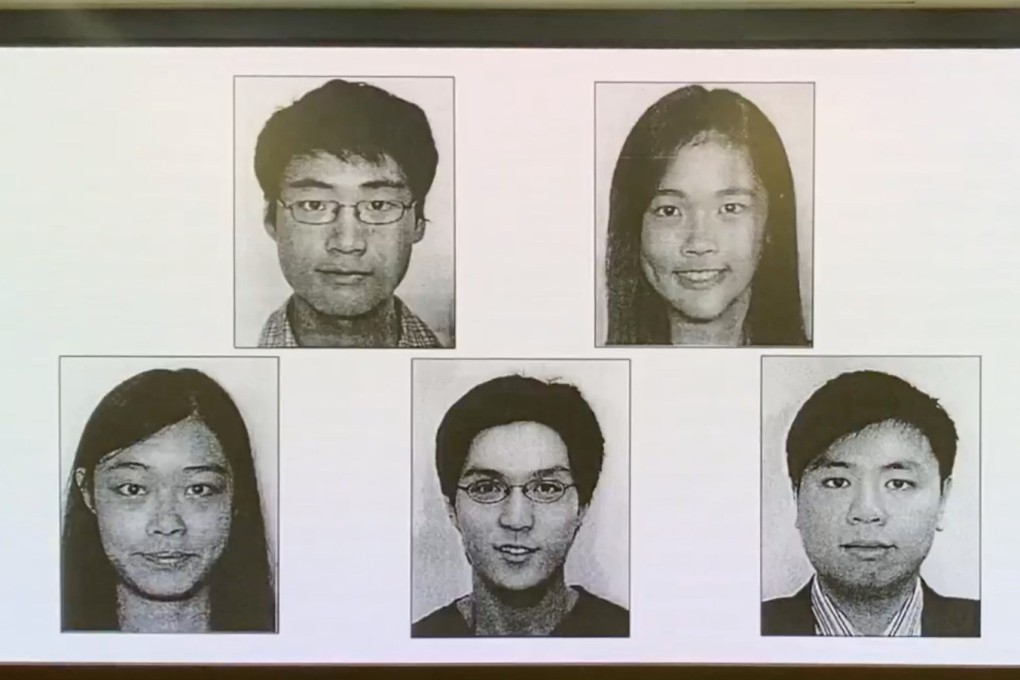 Simon Cheng man-kit, Hui Wing-ting, Joey Siu Nam, Fok Ka-chi and Choi Ming-da – were accused of inciting secession and collusion with foreign forces. Photo: Hong Kong Police