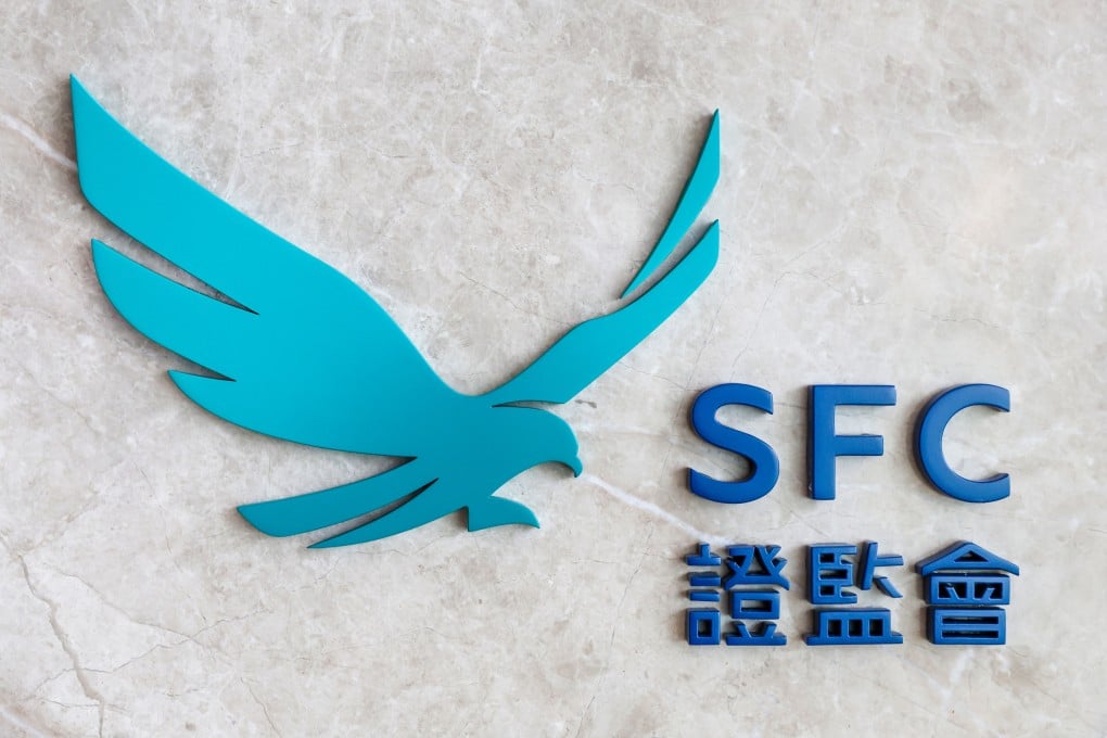 The logo of the Securities and Futures Commission is seen at the regulator’s office Quarry Bay on March 20, 2023. Photo: Yik Yeung-man