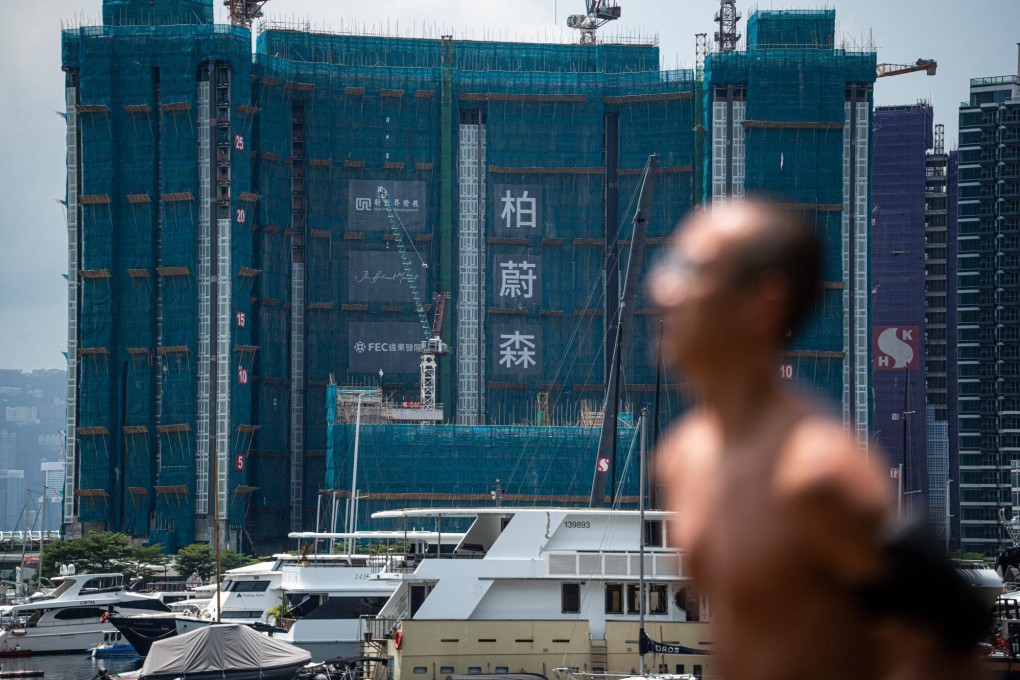 Residential buildings under construction at the Pavilia Forest project earlier this month.  Photo: Lam Yik Fei/Bloomberg