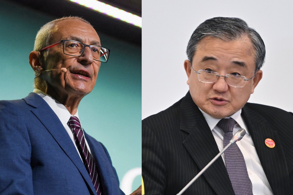 US climate envoy John Podesta (left) and his Chinese counterpart Liu Zhenmin will discuss “practical cooperation” during Podesta’s three-day trip to China this week. Photo: Reuters/Xinhua