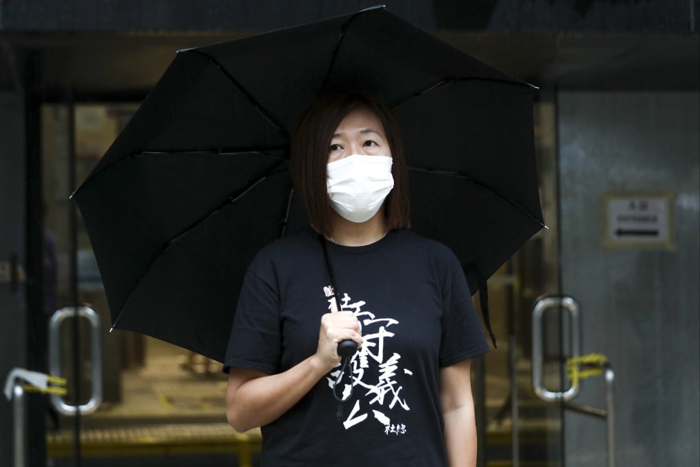 Social worker Jackie Chen appears at a court in Wan Chai to stand trial on rioting charges. Photo: Xiaomei Chen