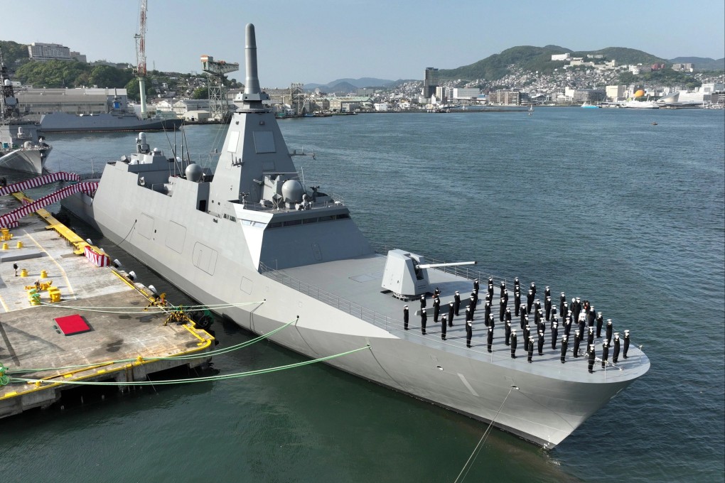 A Japanese Mogami-class guided-missile frigate. Tokyo aims to build a variant the warship in collaboration with Canberra. Photo: Handout