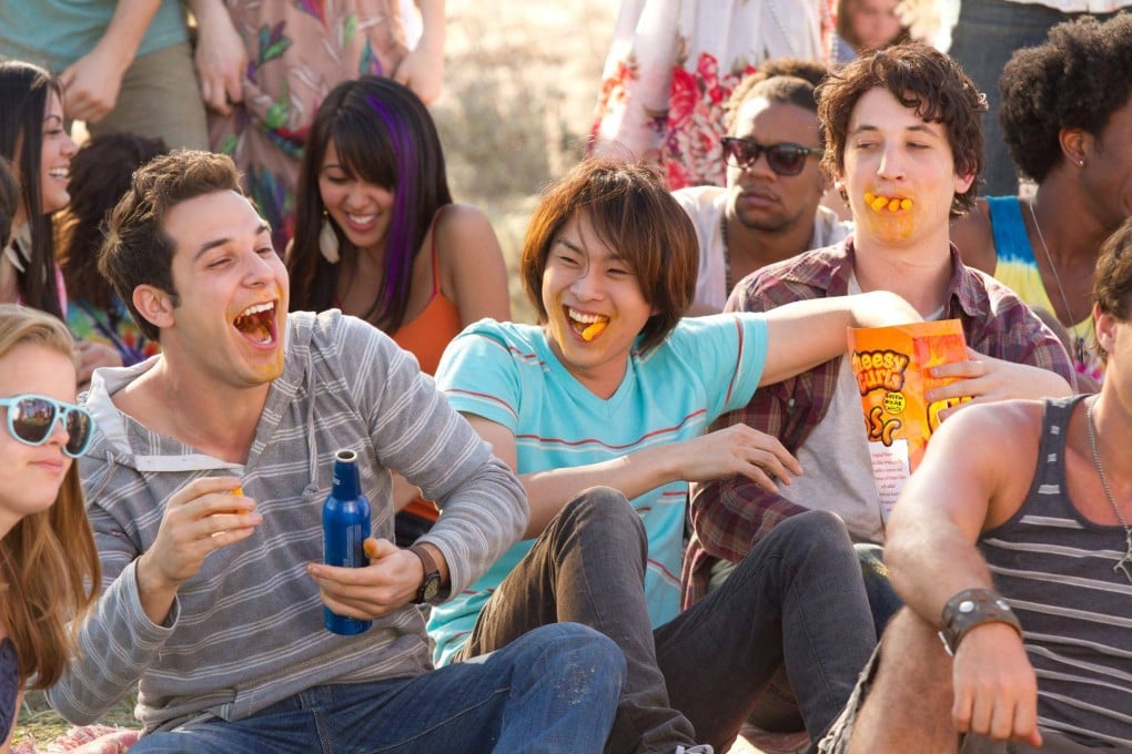(From left) Skylar Astin, Justin Chon and Miles Teller in a still from 21 & Over. The original Hollywood version of this frat comedy and the subsequent Chinese cut are both controversial, but for different reasons. Photo: John Johnson/Twenty One and Over Productions, Inc.