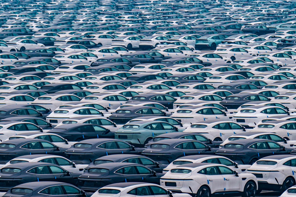 New EVs sit at a distribution center of Changan Automobile in China’s southwestern Chongqing municipality on January 14, 2024. Photo: AFP