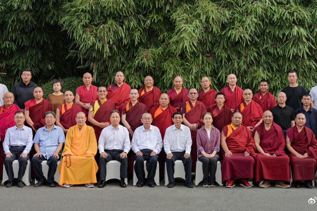 Monks and religious experts attend a meeting in Lanzhou, Gansu province on Tuesday about policies and regulations governing the “reincarnation of living Buddhas” in Tibetan Buddhism. Photo: Weibo/琼布活佛