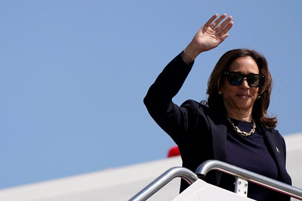US Vice-President Kamala Harris, the 2024 Democratic presidential nominee, boards Air Force Two at Joint Base Andrews in Maryland on Thursday. Photo: AFP