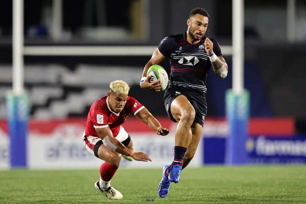Max Denmark was in try-scoring form for Hong Kong on Saturday. Photo: KLC fotos for World Rugby