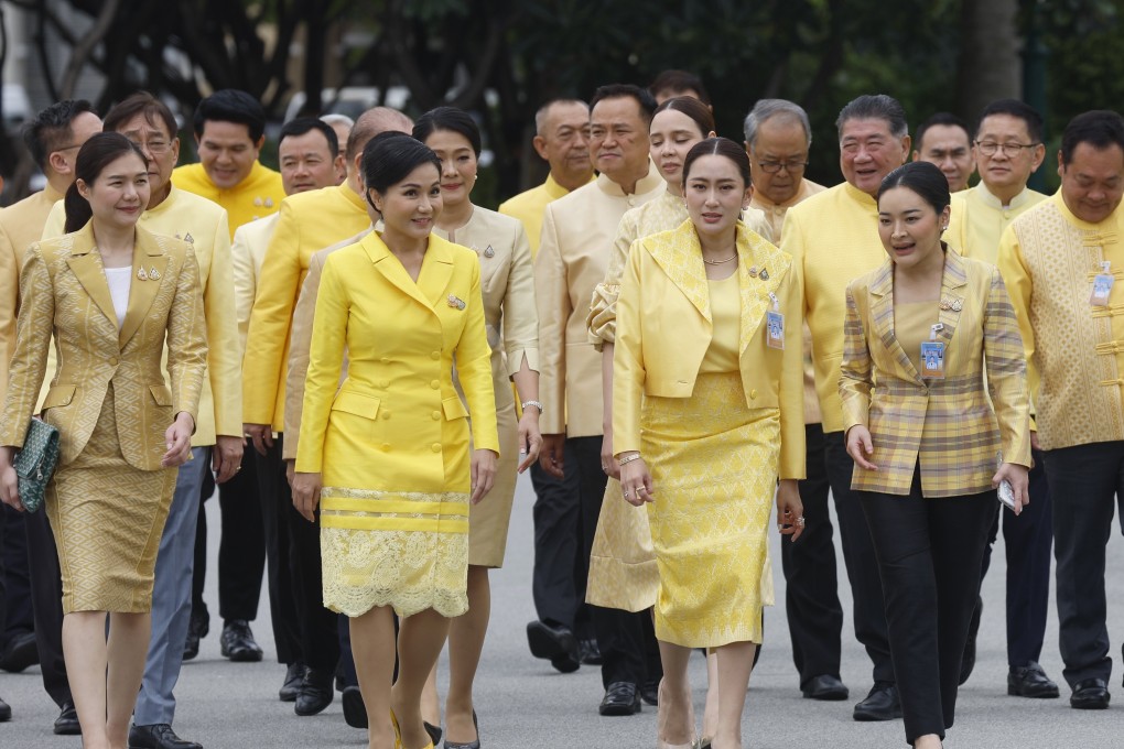 New Thai Prime Minister Paetongtarn Shinawatra (centre right) says the economy will be her administration’s first priority. Photo: EPA-EFE