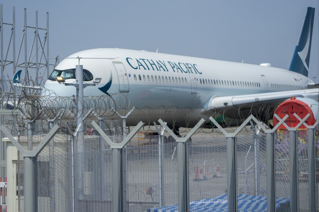 A Cathay Pacific Airbus A350 at Hong Kong International Airport. Photo: Sam Tsang
