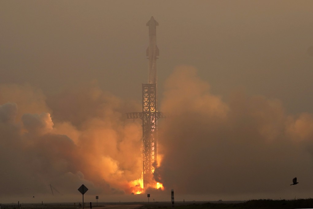 SpaceX’s mega rocket Starship lifts off from a launch site in Texas in June. Photo: AP