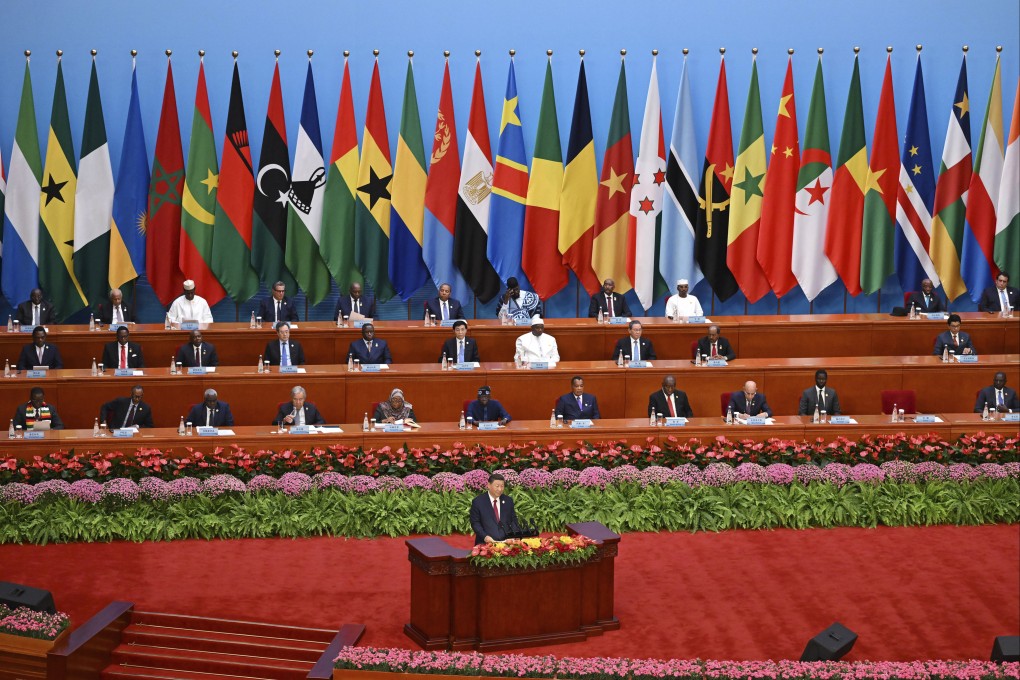 Chinese President Xi Jinping speaks at the FOCAC summit in Beijing on Thursday. In his speech, Xi announced interest-free loan write-offs for more than two dozen African countries. Photo: AP