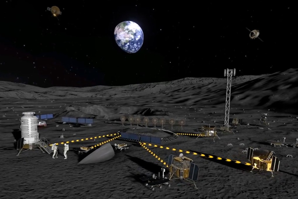 By 2050, the  China-led moon base will be a network of research facilities at the moon’s south pole, equator and far side, according to senior space official Wu Yanhua. Image: China National Space Administration