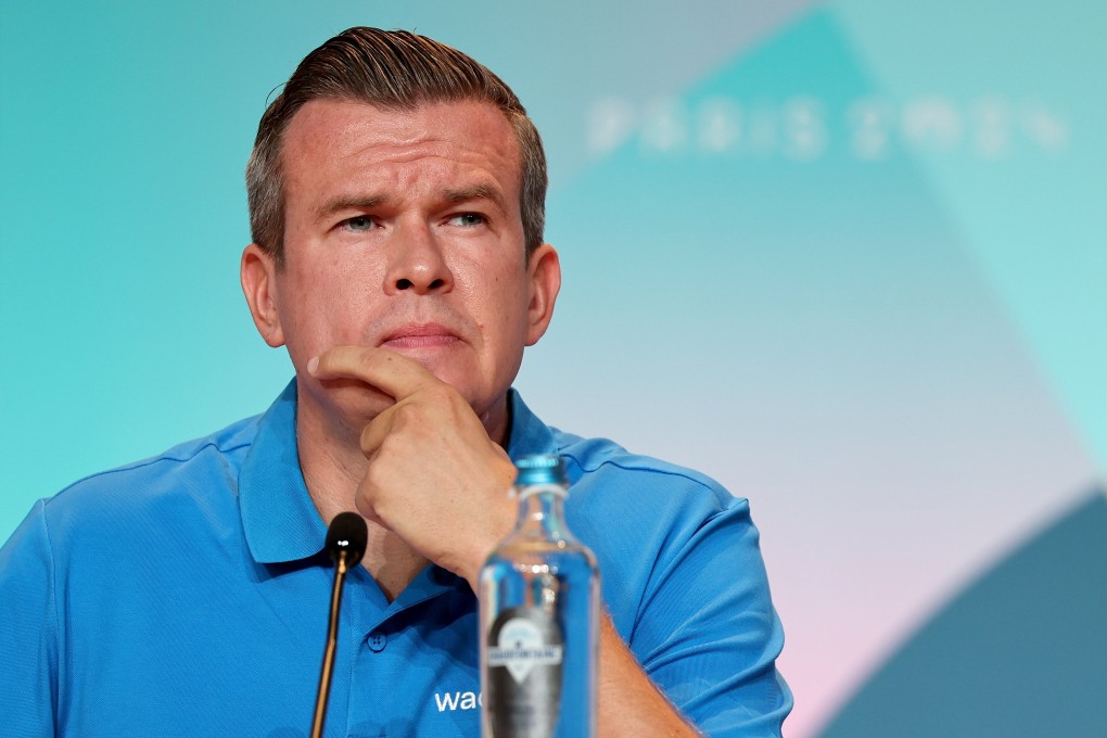 Witold Banka, president of the World Anti-Doping Agency, at a press conference at the Paris Olympics. Photo: EPA-EFE