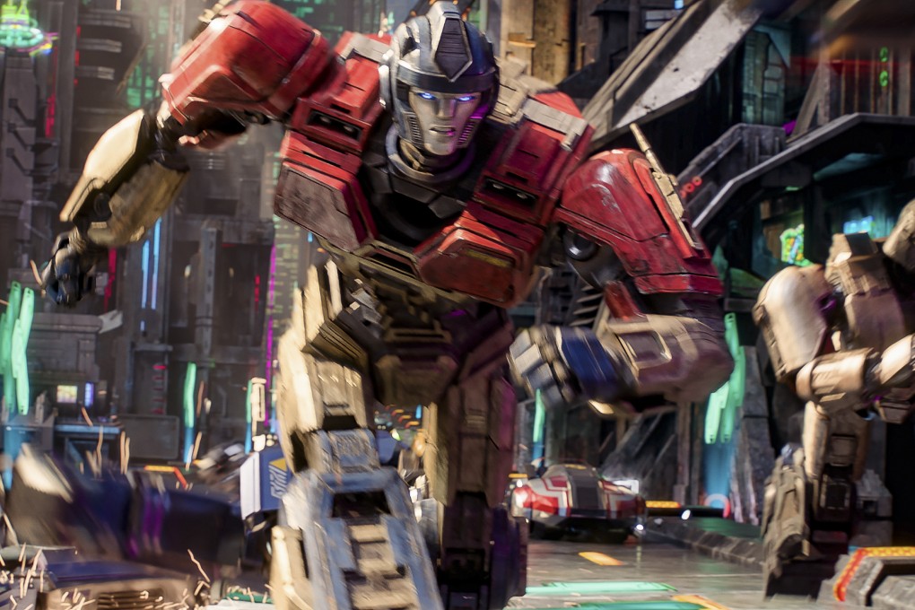 Orion Pax (left, voiced by Chris Hemsworth) and D-16 (Brian Tyree Henry) in a still from Transformers One (category I), directed by  Josh Cooley.