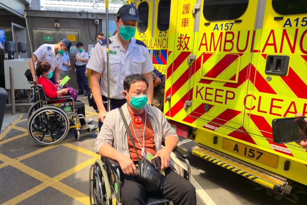 Mainland Chinese tourists are taken by ambulance to hospital on Tuesday. Photo: SCMP