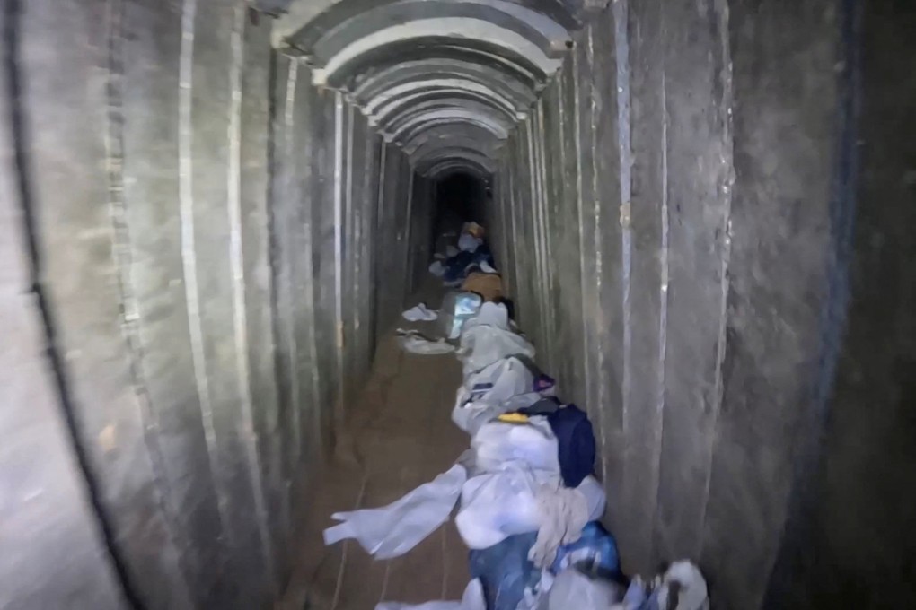 A tunnel said to be where six Israeli hostages were found dead is seen in a still from a video released on Tuesday. Photo: Israeli Army via Reuters