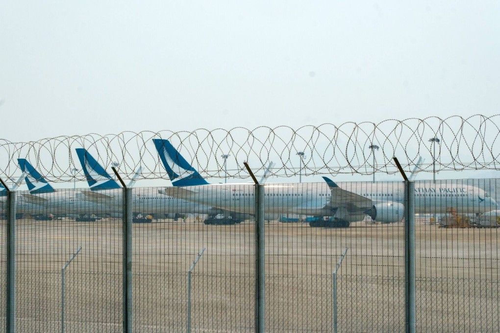 Airbus A350 aircraft operated by Cathay Pacific on the tarmac at Hong Kong International Airport on September 3. Photo: Bloomberg
