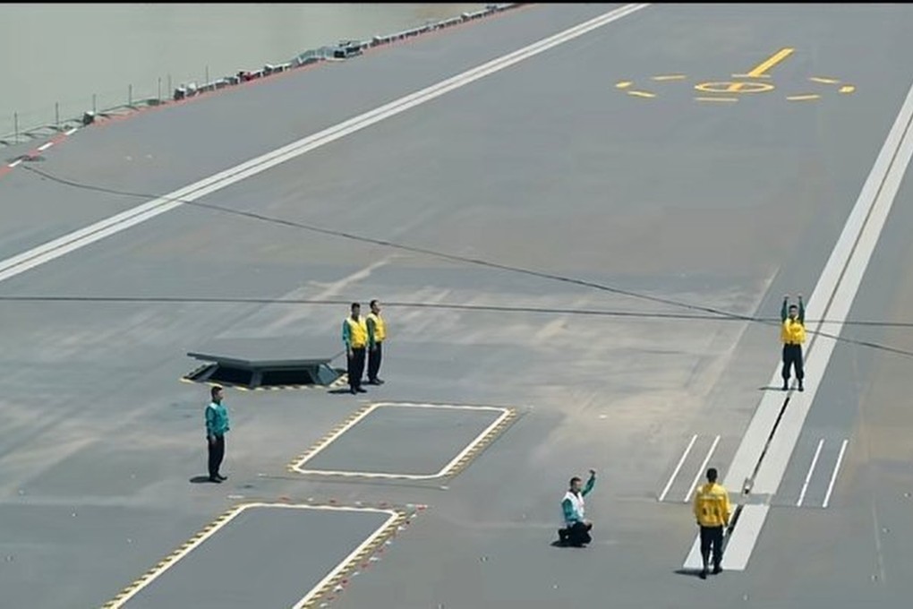 The clip included footage apparently shot on the carrier’s flight deck. Photo: CCTV