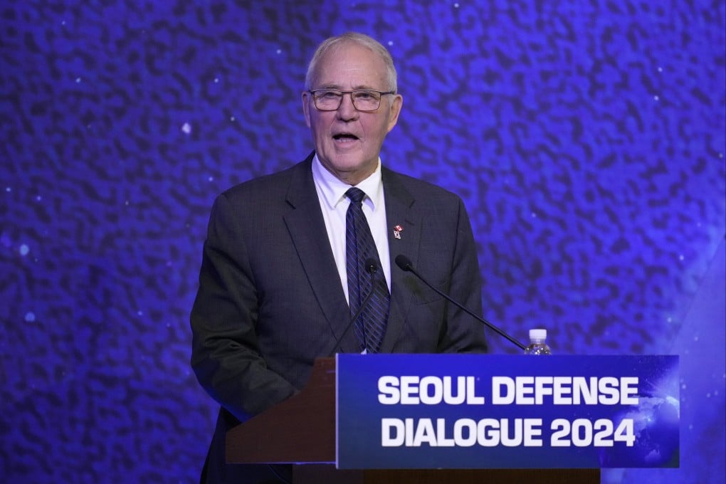 Canada’s Defence Minister Bill Blair delivers a speech in Seoul on September 11. Photo: AP