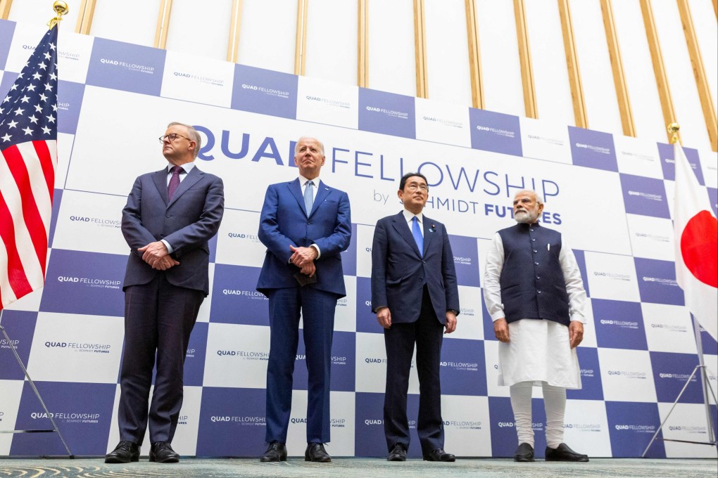 (From left): Australian Prime Minister Anthony Albanese, US President Joe Biden, Japanese Prime Minister Fumio Kishida and Indian Prime Narendra Modi in 2022. Photo: AFP