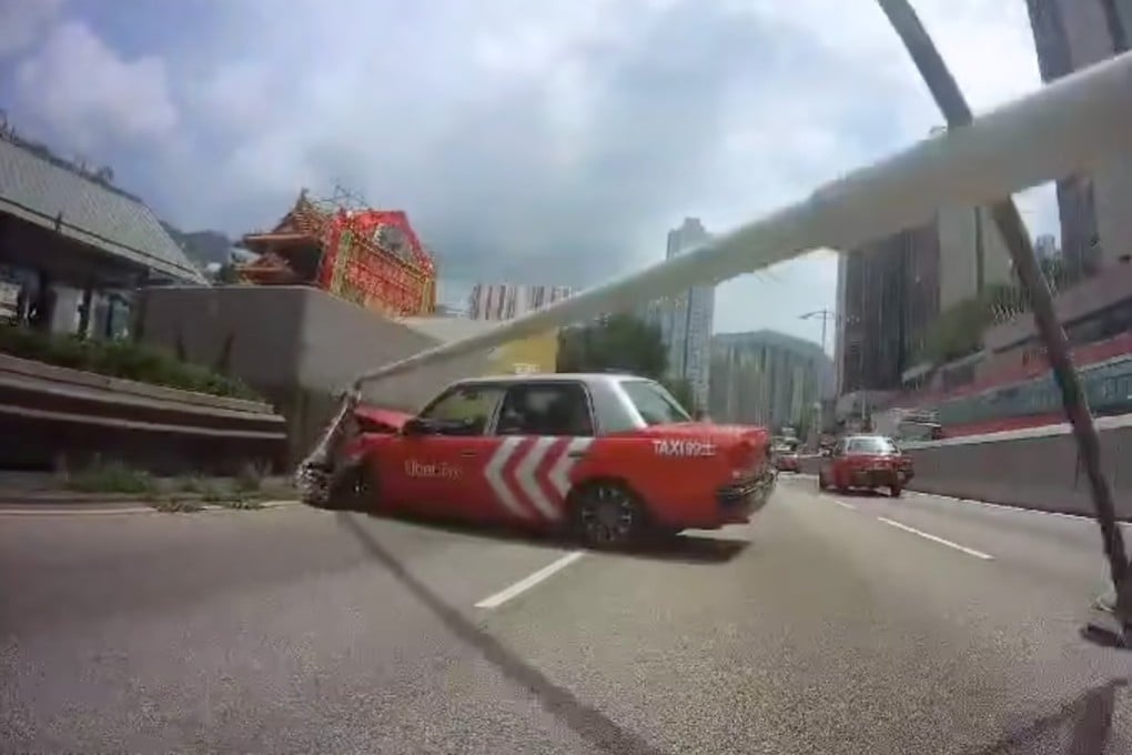 Dashcam footage captured the taxi when it lost control on a busy main road. Photo: Facebook/Bosco Chu