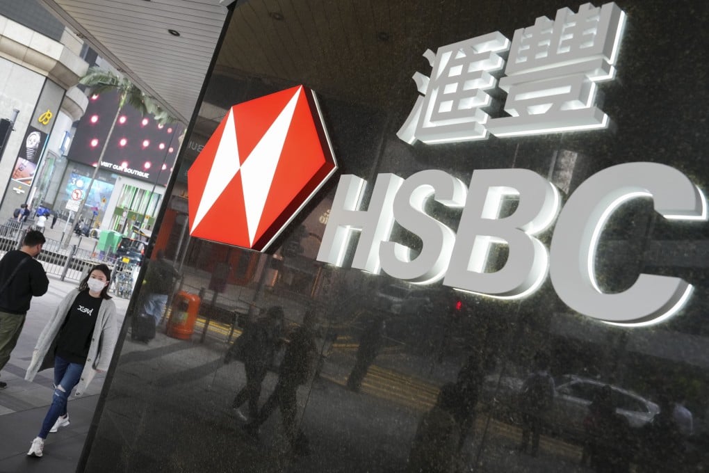 HSBC’s logo outside a branch on Pedder Street in Central, Hong Kong. Photo: Elson Li