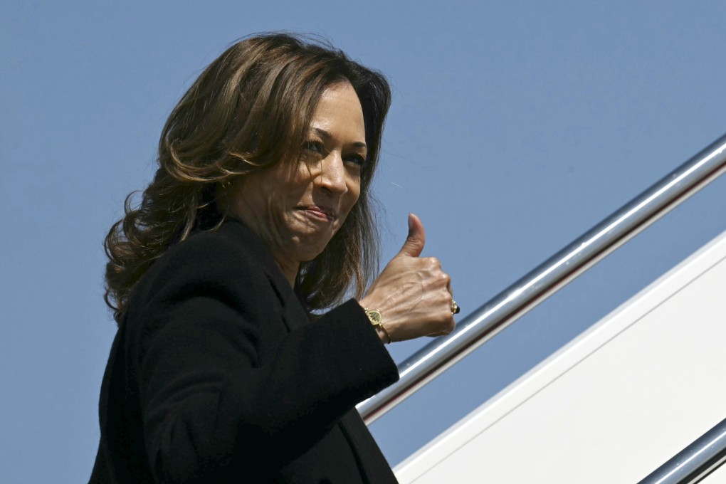 Democratic US presidential nominee Kamala Harris boards Air Force Two at Joint Base Andrews on Thursday. Photo: AP