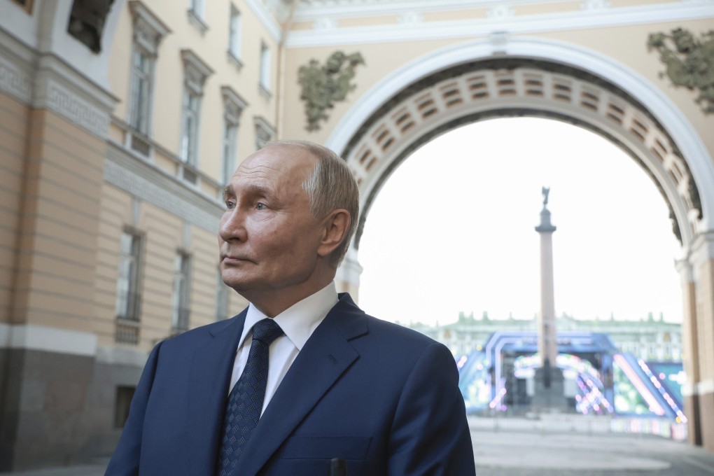 Russian President Vladimir Putin answers a journalist’s question in St Petersburg, Russia, on Thursday. Photo: Sputnik via AP