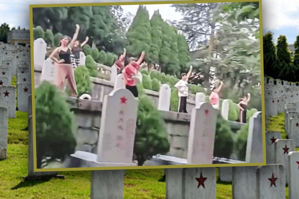 The recent performance by Chinese “square dancing aunties” at a martyr’s cemetery has sparked criticism. Photo: SCMP composite/Xinhua/Douyin